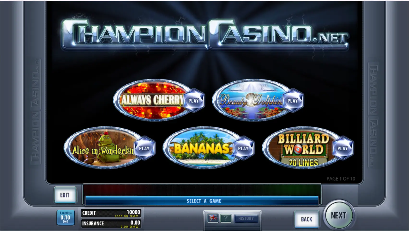 Зал Champion Casino у Спортлото казино з вибором ігор